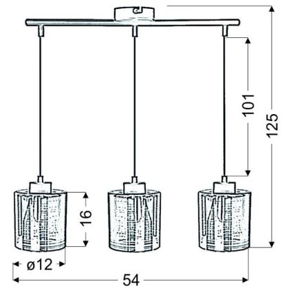 Candelabro suspenso COX 3xE27/60W/230V dourada