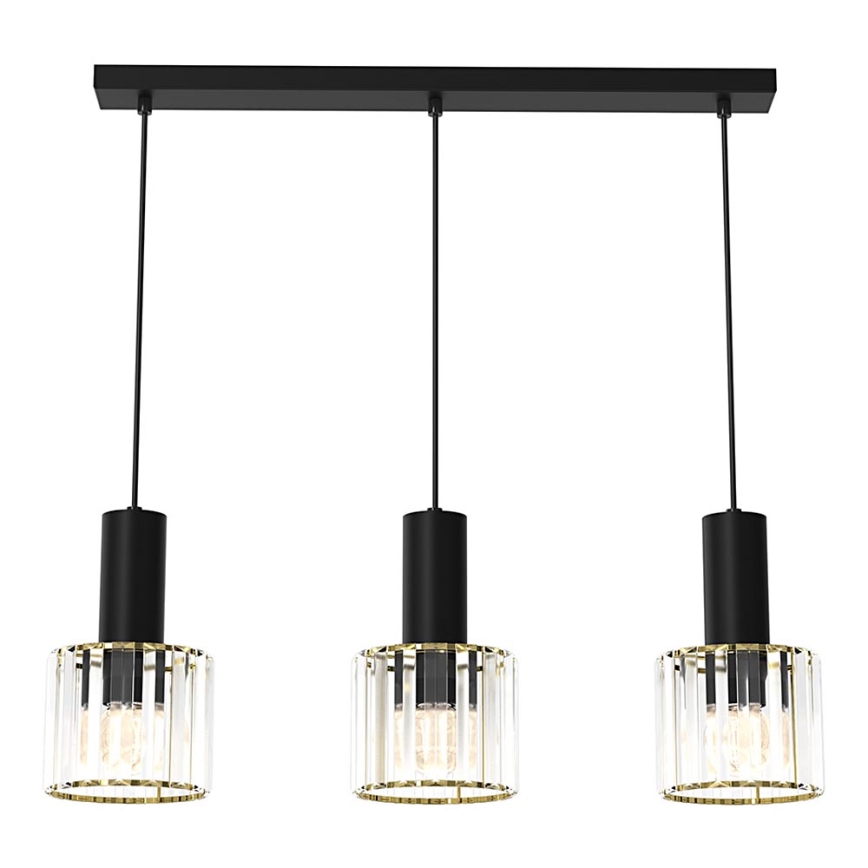 Candelabro suspenso CRISTAL 3xE27/60W/230V preto