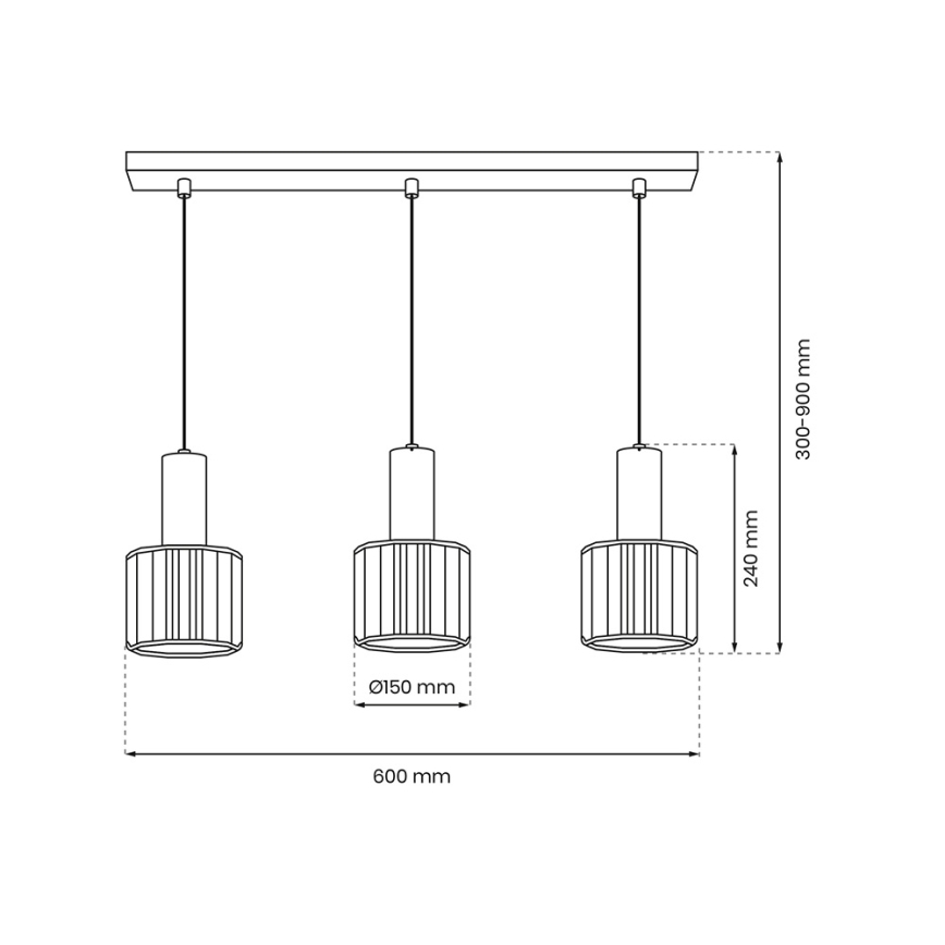Candelabro suspenso CRISTAL 3xE27/60W/230V preto