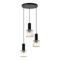 Candelabro suspenso CRISTAL 3xE27/60W/230V preto