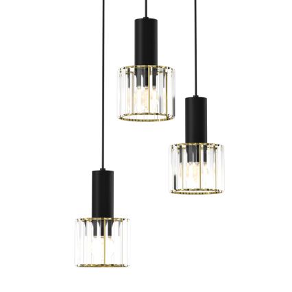 Candelabro suspenso CRISTAL 3xE27/60W/230V preto