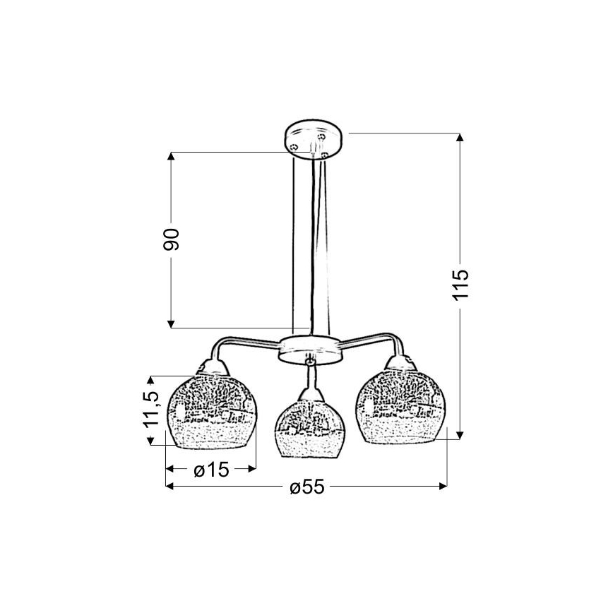 Candelabro suspenso CROMINA 3xE27/60W/230V