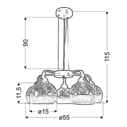 Candelabro suspenso CROMINA 5xE27/60W/230V