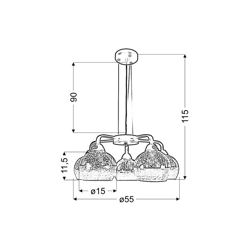 Candelabro suspenso CROMINA 5xE27/60W/230V