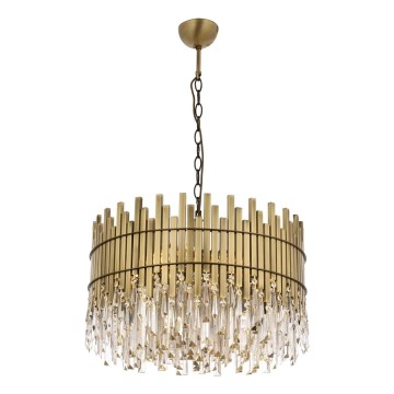 Candelabro suspenso CRYSTALLINE 8xE27/40W/230V pr. 60 cm em latão