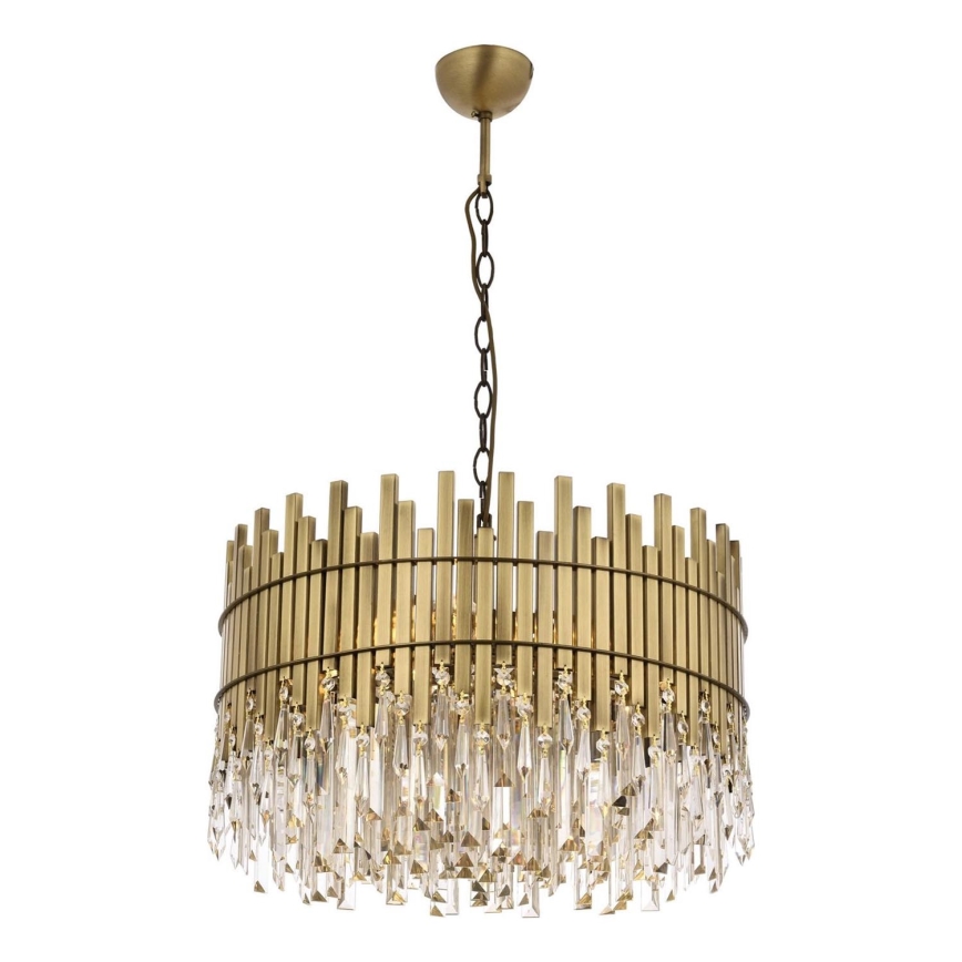 Candelabro suspenso CRYSTALLINE 8xE27/40W/230V pr. 60 cm em latão