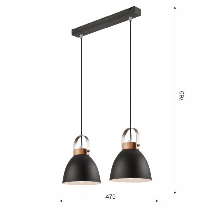 Candelabro suspenso DANIELLE 2xE27/60W/230V faia - FSC certificado