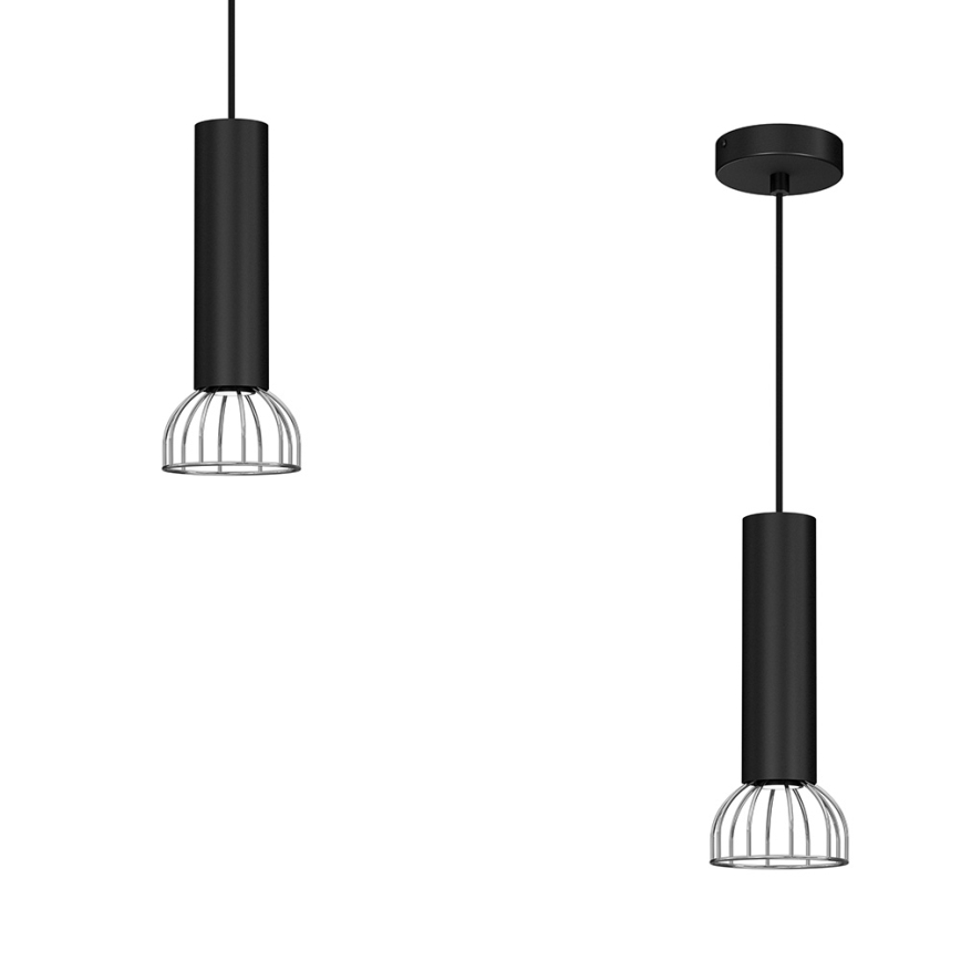 Candelabro suspenso DANTE 1xGU10/25W/230V preto/cromado brilhante
