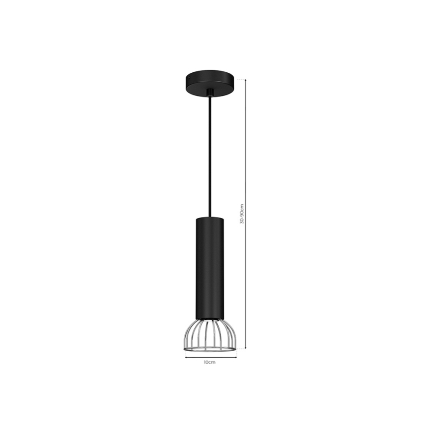 Candelabro suspenso DANTE 1xGU10/25W/230V preto/cromado brilhante