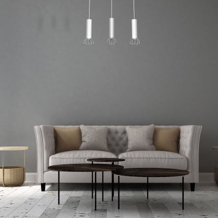 Candelabro suspenso DANTE 3xGU10/25W/230V branco/cromado brilhante