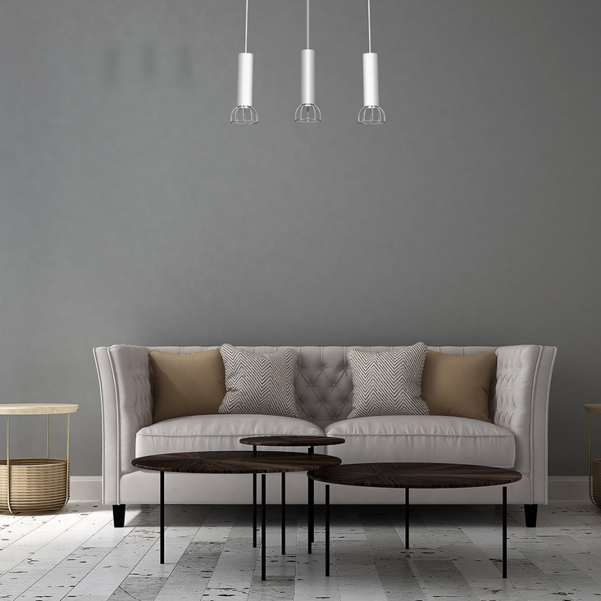 Candelabro suspenso DANTE 3xGU10/25W/230V branco/cromado brilhante