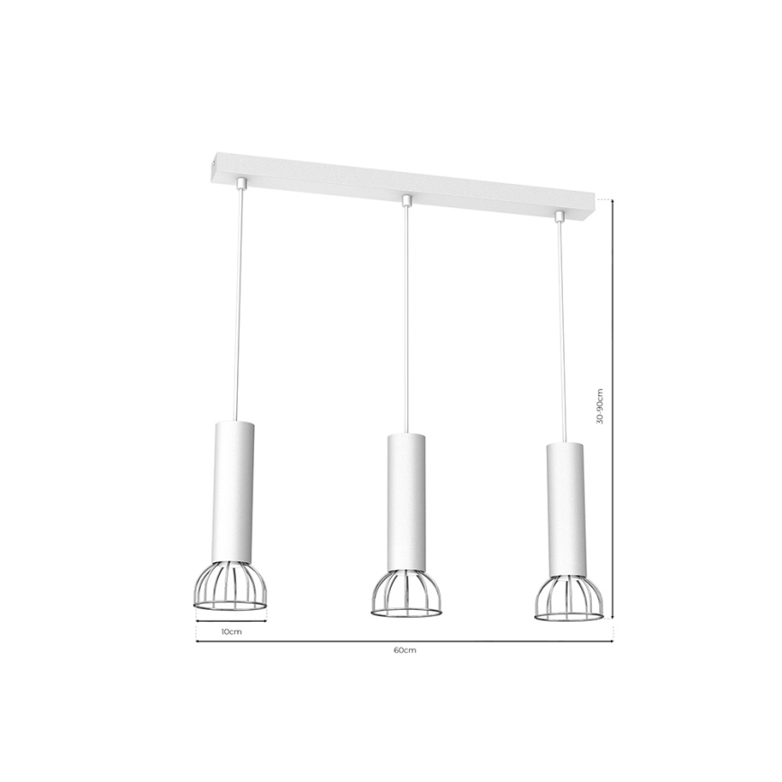 Candelabro suspenso DANTE 3xGU10/25W/230V branco/cromado brilhante