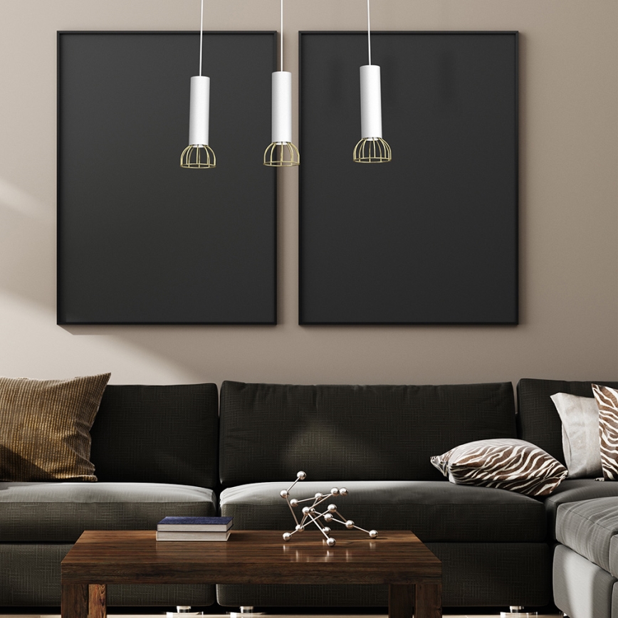 Candelabro suspenso DANTE 3xGU10/25W/230V branco/dourado
