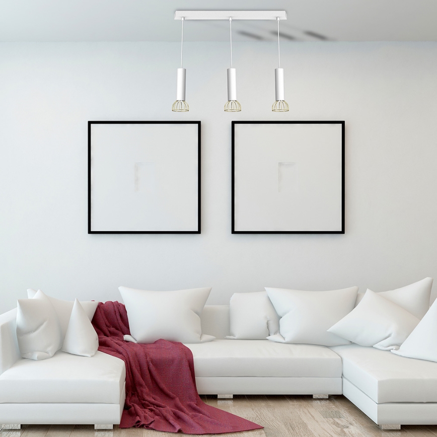 Candelabro suspenso DANTE 3xGU10/25W/230V branco/dourado