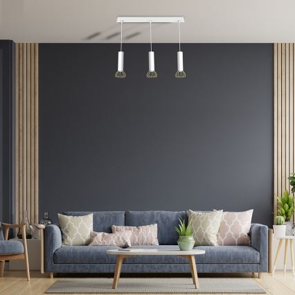 Candelabro suspenso DANTE 3xGU10/25W/230V branco/dourado
