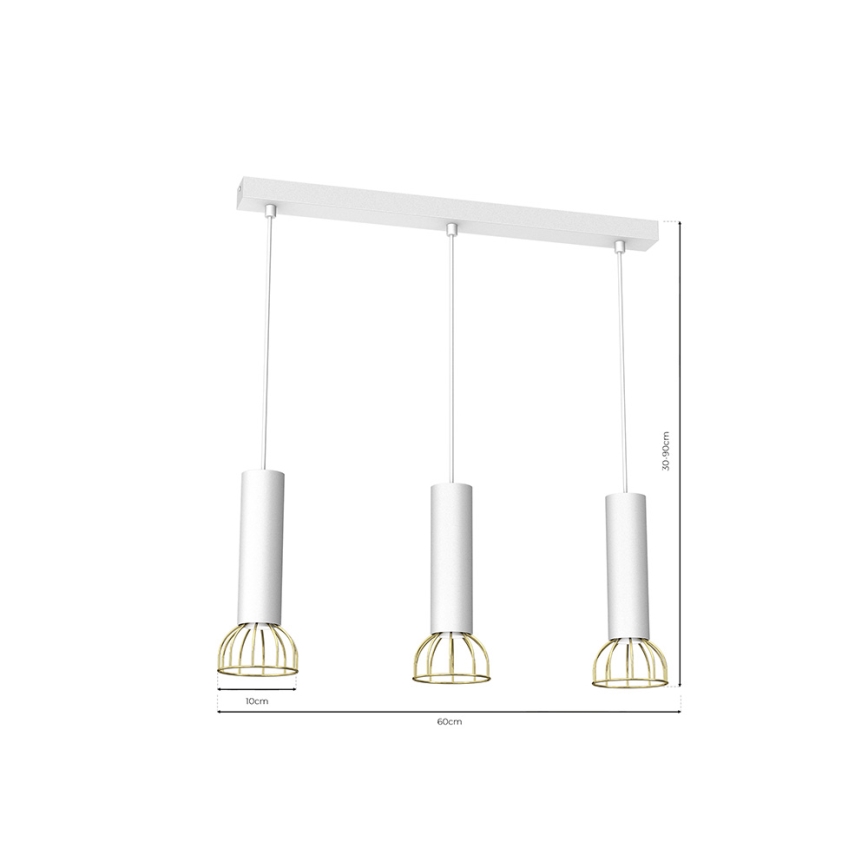 Candelabro suspenso DANTE 3xGU10/25W/230V branco/dourado
