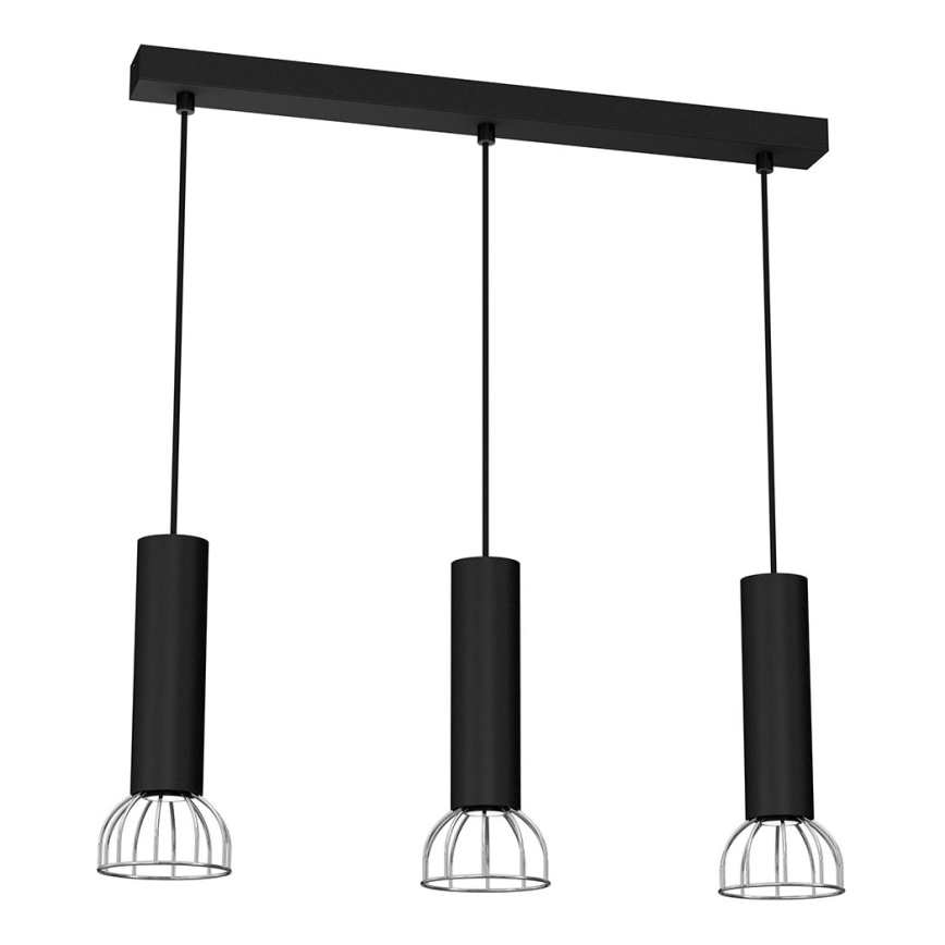 Candelabro suspenso DANTE 3xGU10/25W/230V preto/cromado brilhante
