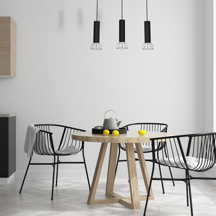 Candelabro suspenso DANTE 3xGU10/25W/230V preto/cromado brilhante