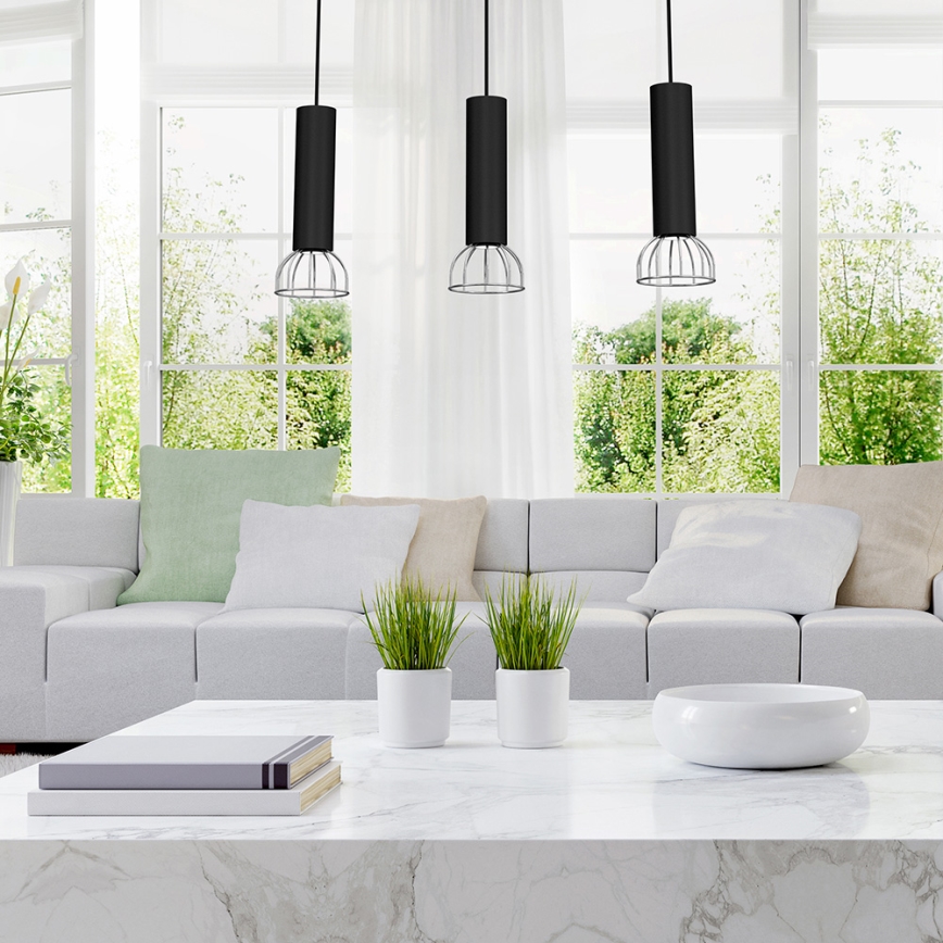 Candelabro suspenso DANTE 3xGU10/25W/230V preto/cromado brilhante