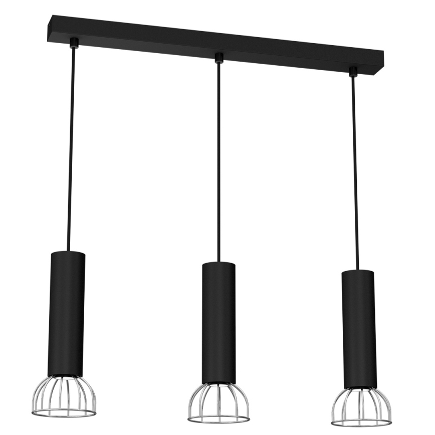 Candelabro suspenso DANTE 3xGU10/25W/230V preto/cromado brilhante