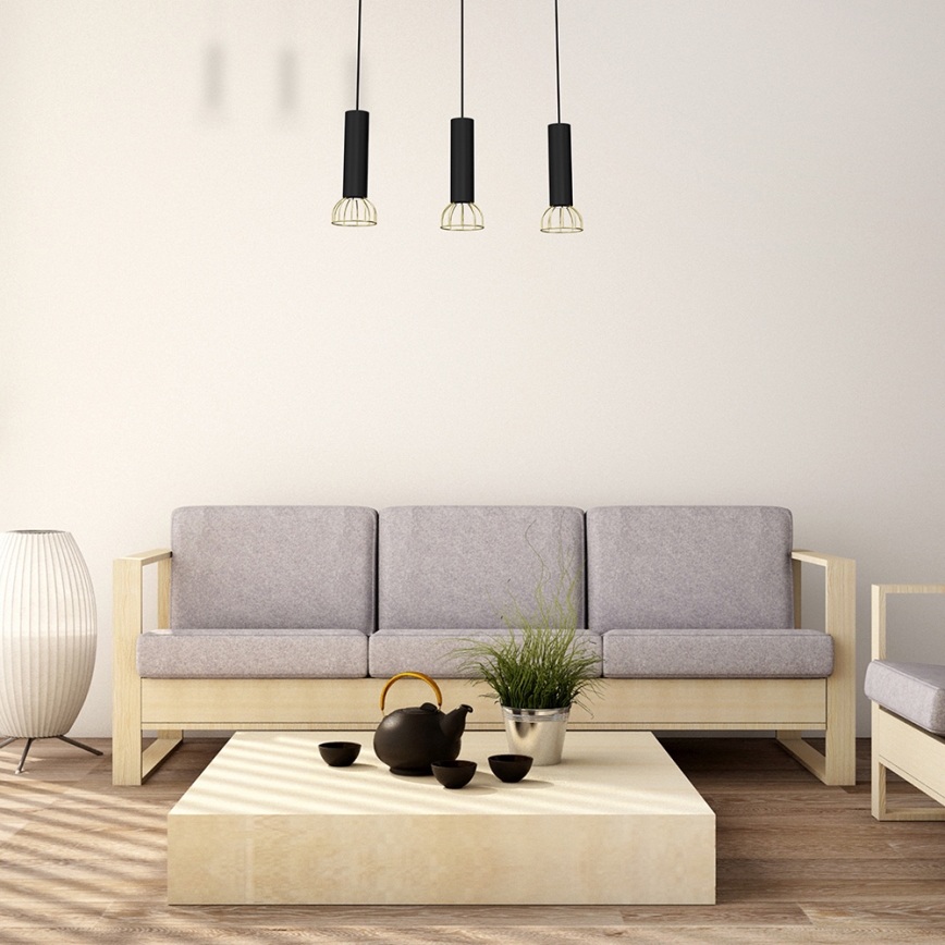 Candelabro suspenso DANTE 3xGU10/25W/230V preto/dourado
