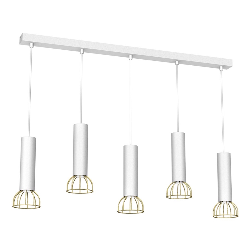 Candelabro suspenso DANTE 5xGU10/25W/230V branco/dourado