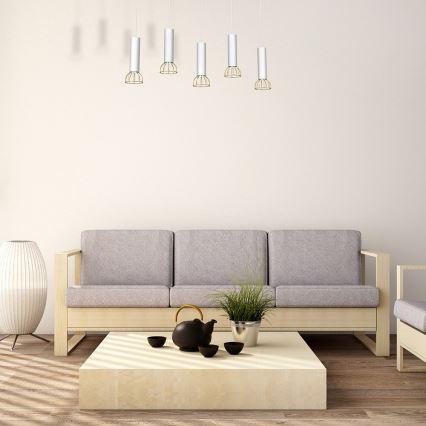 Candelabro suspenso DANTE 5xGU10/25W/230V branco/dourado