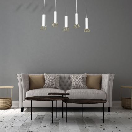 Candelabro suspenso DANTE 5xGU10/25W/230V branco/dourado