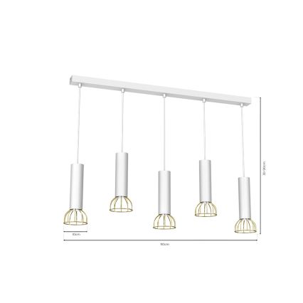 Candelabro suspenso DANTE 5xGU10/25W/230V branco/dourado