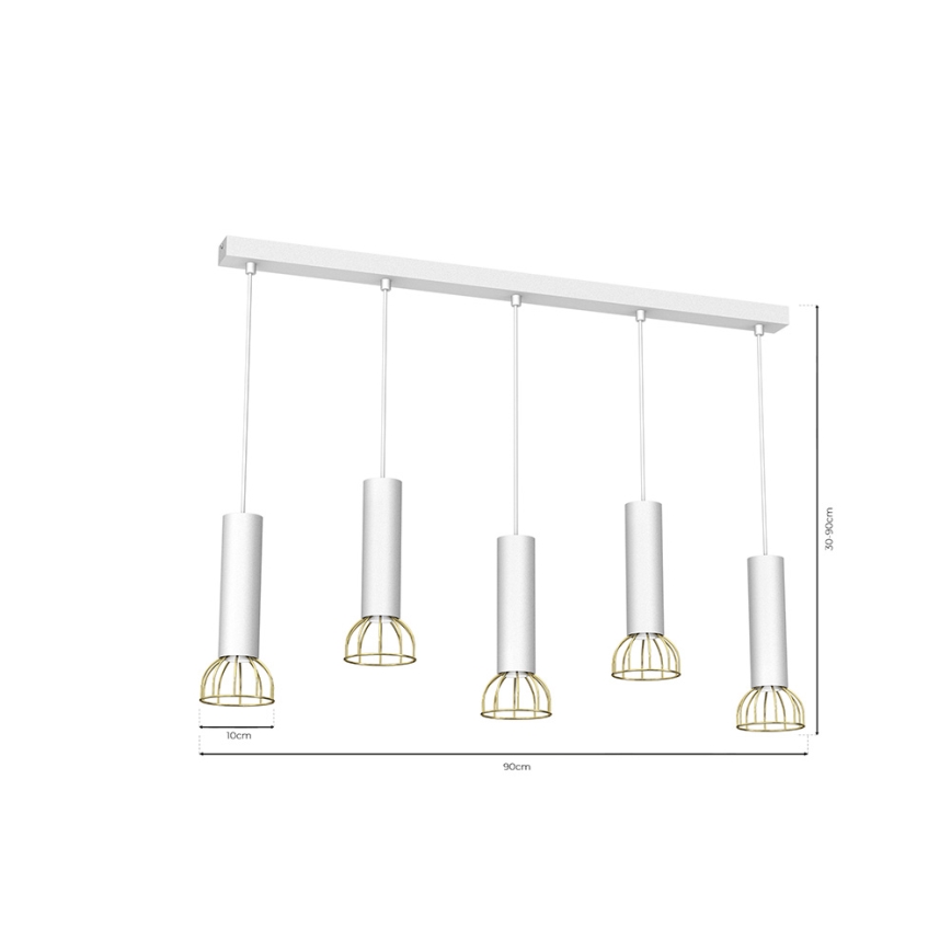 Candelabro suspenso DANTE 5xGU10/25W/230V branco/dourado