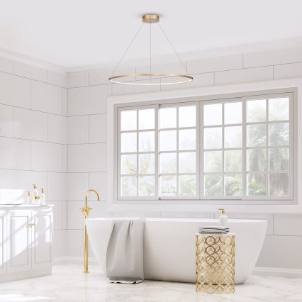 Candelabro suspenso de casa de banho LED SATURNO LED/57W/230V IP44 dourado