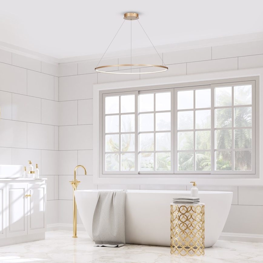 Candelabro suspenso de casa de banho LED SATURNO LED/57W/230V IP44 dourado