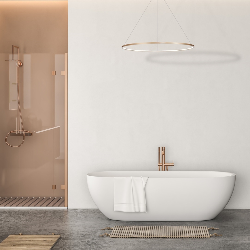 Candelabro suspenso de casa de banho LED SATURNO LED/65W/230V IP44 dourado