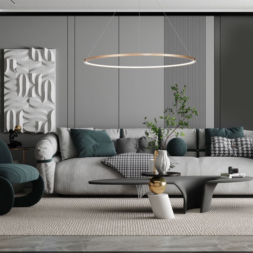 Candelabro suspenso de casa de banho LED SATURNO LED/65W/230V IP44 dourado