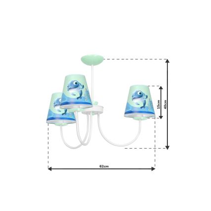 Candelabro suspenso de criança DOLPHIN 3xE14/40W/230V