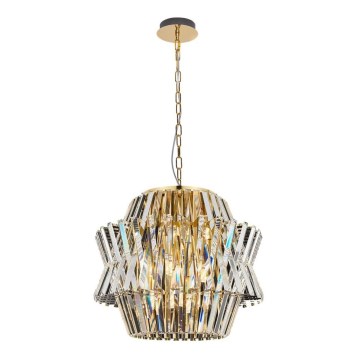 Candelabro suspenso de cristal CROWN 12xE14/40W/230V dourada