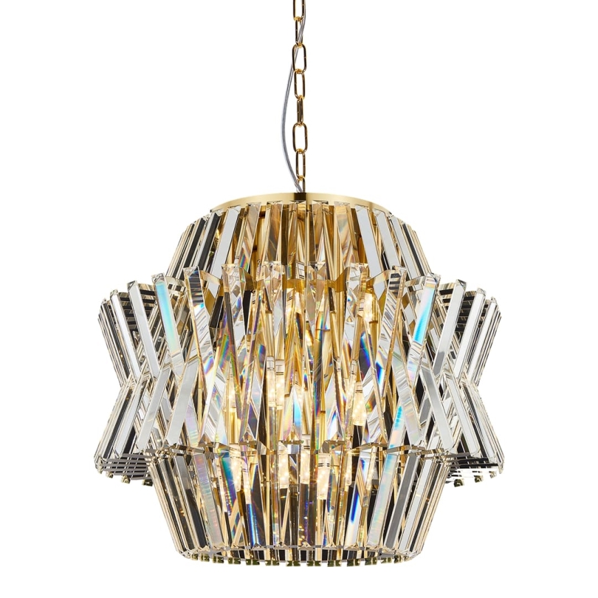 Candelabro suspenso de cristal CROWN 12xE14/40W/230V dourada