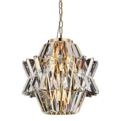 Candelabro suspenso de cristal CROWN 4xE14/40W/230V dourada