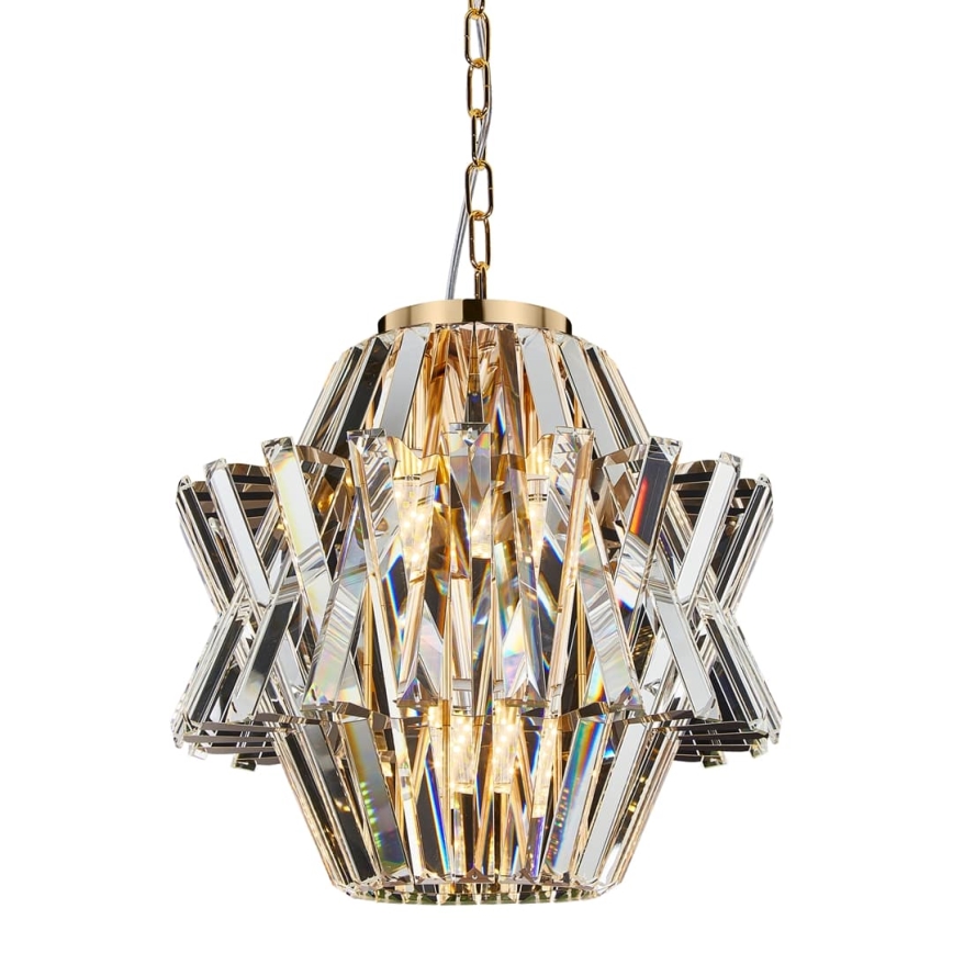 Candelabro suspenso de cristal CROWN 4xE14/40W/230V dourada