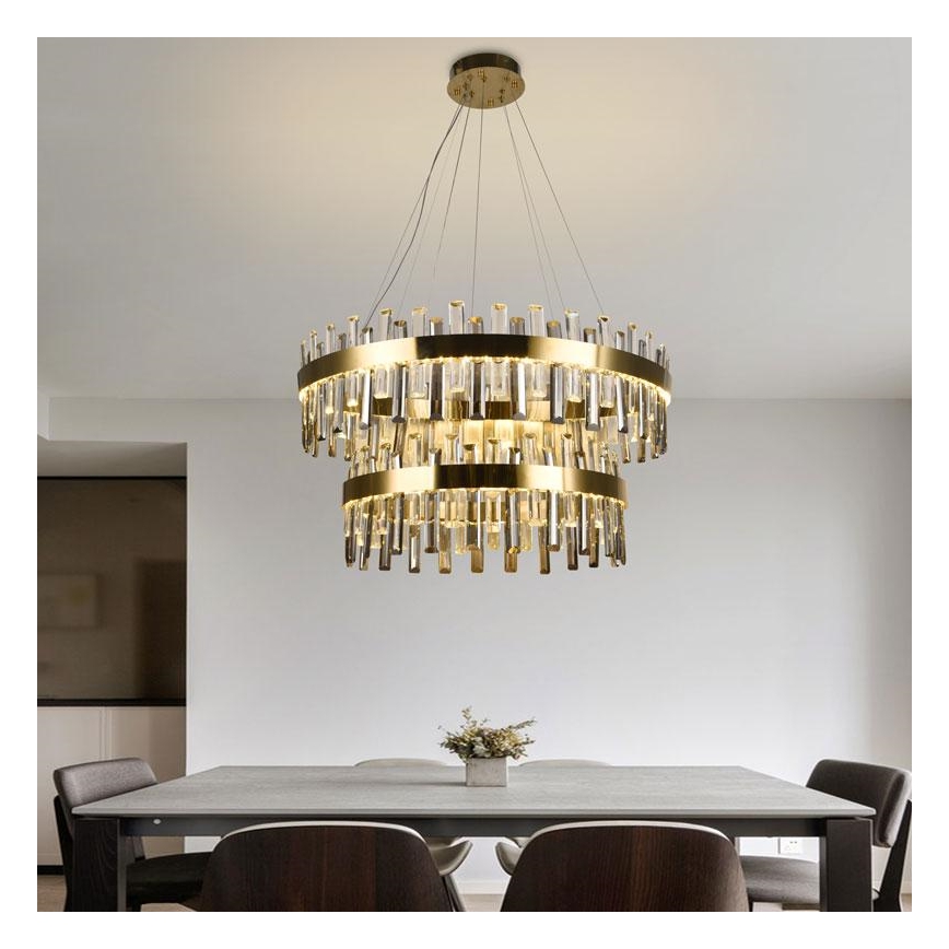 Candelabro suspenso de cristal LED com regulação LED/190W/230V 3000-6500K + controlo remoto