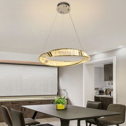 Candelabro suspenso de cristal LED com regulação LED/40W/230V 3000-6500K + controlo remoto
