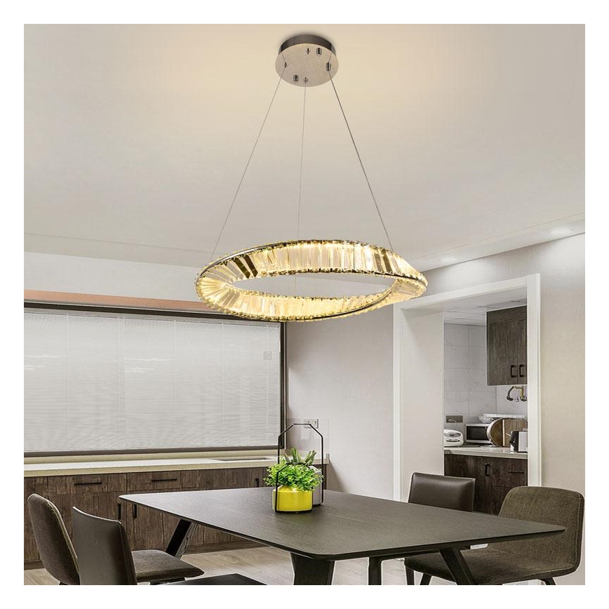 Candelabro suspenso de cristal LED com regulação LED/40W/230V 3000-6500K + controlo remoto