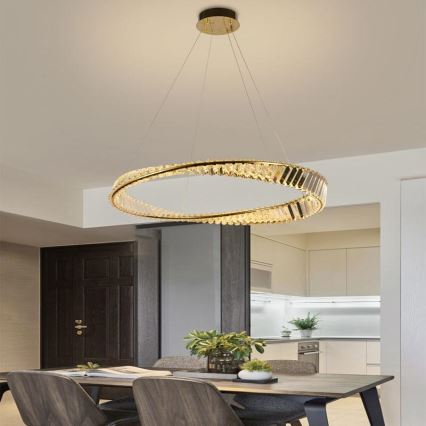Candelabro suspenso de cristal LED com regulação LED/50W/230V 3000-6500K + controlo remoto