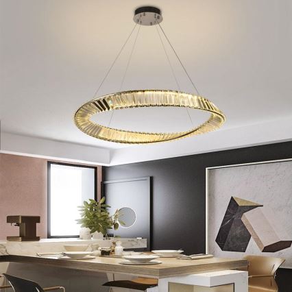 Candelabro suspenso de cristal LED com regulação LED/50W/230V 3000-6500K + controlo remoto