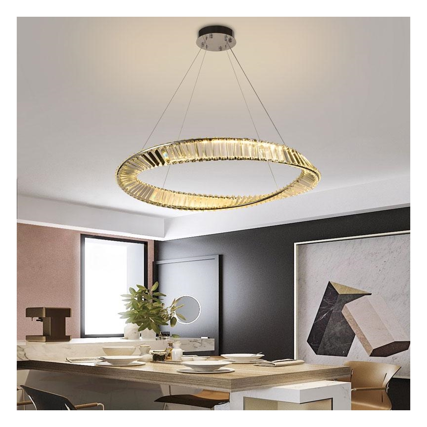Candelabro suspenso de cristal LED com regulação LED/50W/230V 3000-6500K + controlo remoto