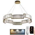 Candelabro suspenso de cristal LED com regulação LED/60W/230V 3000-6500K dourada + controlo remoto