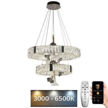 Candelabro suspenso de cristal LED com regulação LED/70W/230V 3000-6500K + controlo remoto