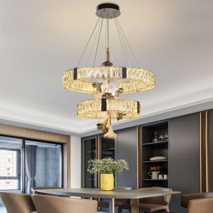 Candelabro suspenso de cristal LED com regulação LED/70W/230V 3000-6500K + controlo remoto