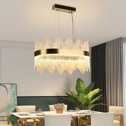 Candelabro suspenso de cristal LED com regulação LED/70W/230V 3000-6500K + controlo remoto