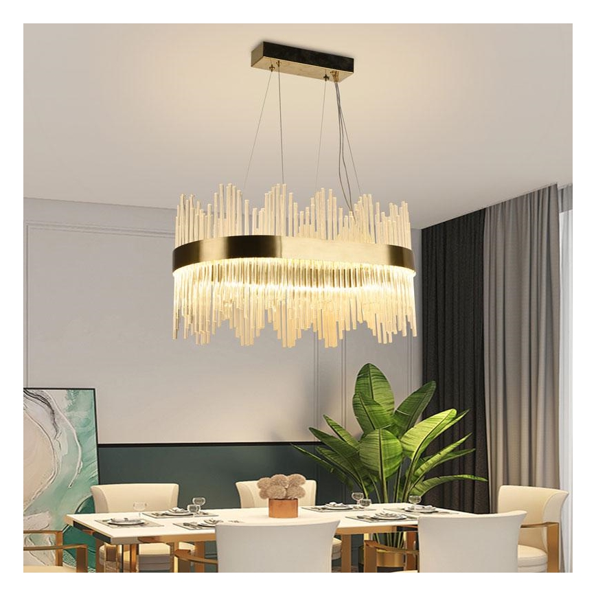 Candelabro suspenso de cristal LED com regulação LED/70W/230V 3000-6500K + controlo remoto